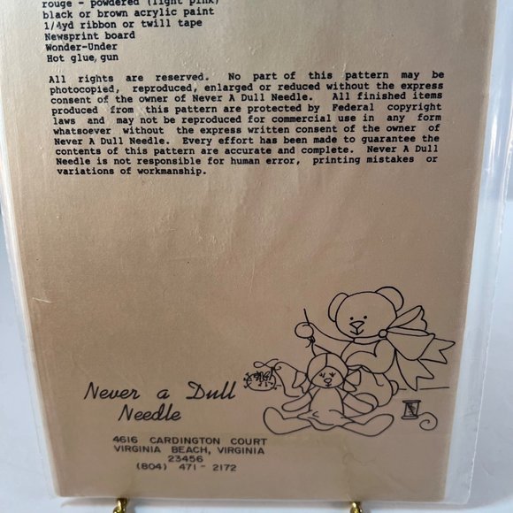 Sam 14 Inch Doll Pattern Never A Dull Needle Jo Gummere Uncut - Picture 6 of 7